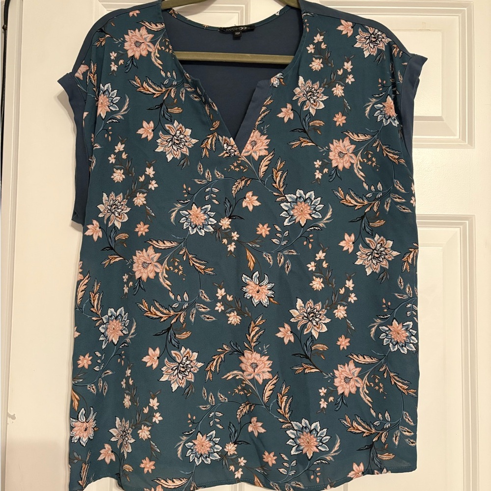 Papermoon Green and Blue Flutter Sleeve Blouse